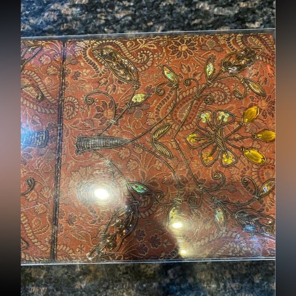 Anthology Hand-Embroidered Beaded Jewelry Box - Dark Brown Paisley - Picture 3 of 5